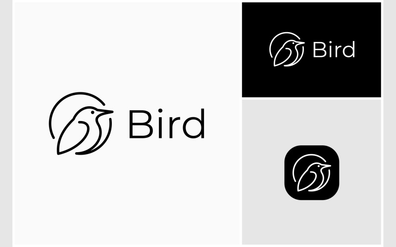 Bird Line Art Circle Simple Logo Logo Template