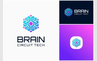 Brain Circuit Technology Hexagon Logo