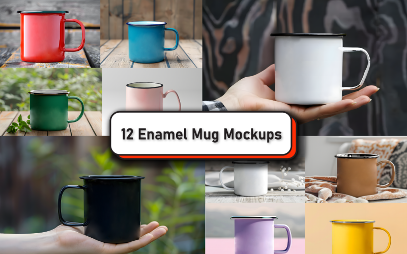 Enamel Camping Mug Mockup Bundle Product Mockup