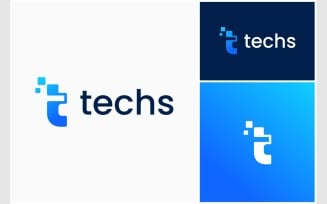 Letter T Data Digital Tech Logo