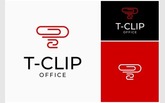 Letter T Paper Clip Note Logo