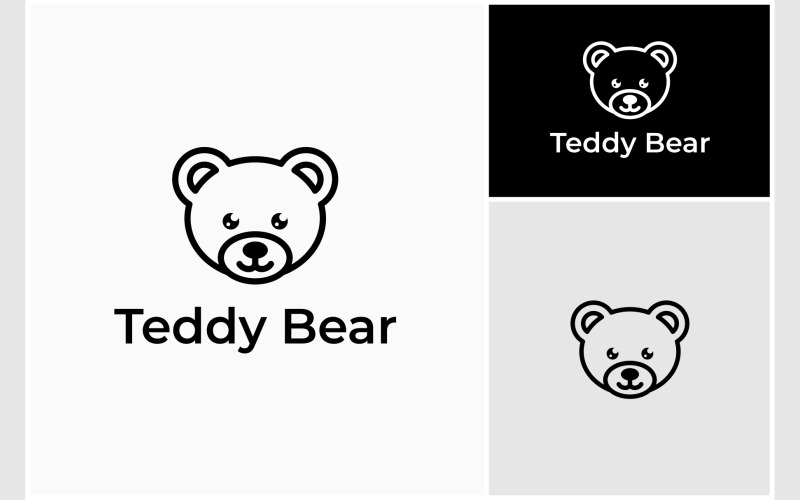 Teddy Bear Line Art Outline Logo Logo Template