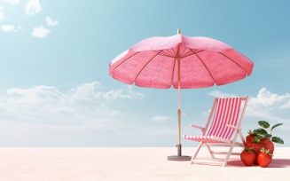 Beach summer Outdoor Beach chair with pink umbrella 339