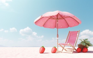 Beach summer Outdoor Beach chair with pink umbrella 340