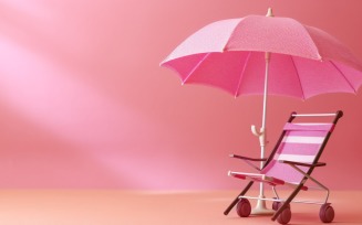 Beach summer Outdoor Beach chair with pink umbrella 342