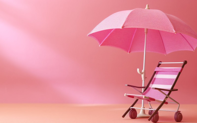 Beach summer Outdoor Beach chair with pink umbrella 342 Illustration
