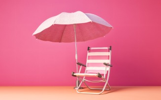 Beach summer Outdoor Beach chair with pink umbrella 345