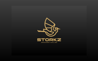 Stork Line Art Logo Design