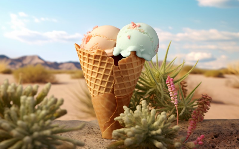 Warmth of summer desert delicious scoop of ice cream 428 Illustration