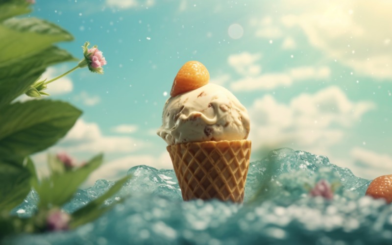 Warmth of summer desert delicious scoop of ice cream 431 Illustration