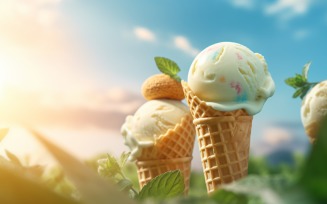 Warmth of summer desert delicious scoop of ice cream 438