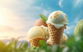 Warmth of summer desert delicious scoop of ice cream 440