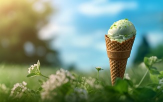 Warmth of summer desert delicious scoop of ice cream 447