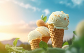 Warmth of summer desert delicious scoop of ice cream 448