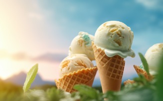 Warmth of summer desert delicious scoop of ice cream 449