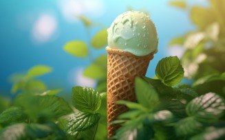 Warmth of summer desert delicious scoop of ice cream 457