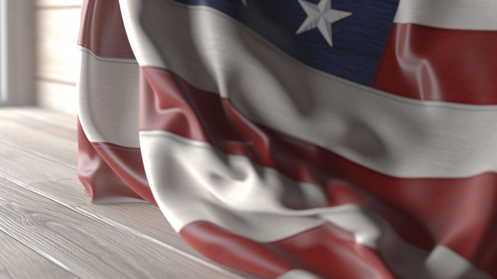 Close up the USA Waving flag in corner with copy space 18