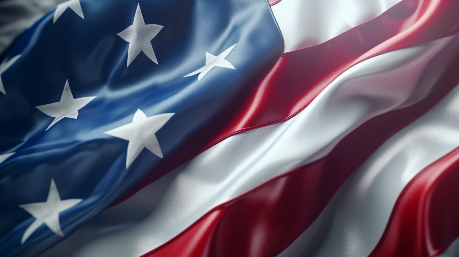Close up the USA Waving flag in corner with copy space 45