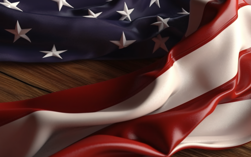 Close up the USA Waving flag in corner with copy space 04 Illustration