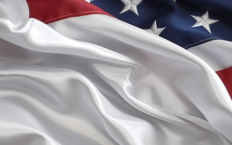 Close up the USA Waving flag in corner with copy space 14 Illustration