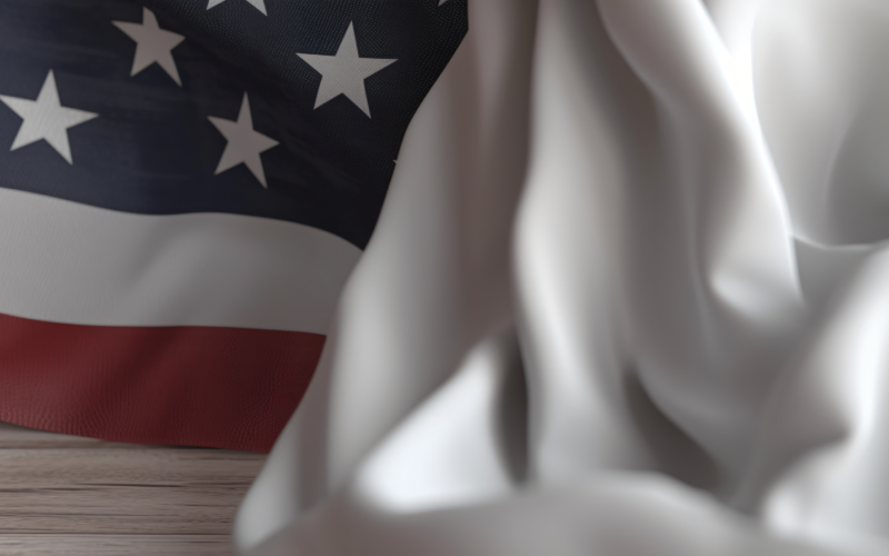 Close up the USA Waving flag in corner with copy space 17 Illustration