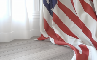 Close up the USA Waving flag in corner with copy space 19