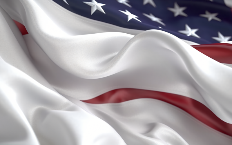 Close up the USA Waving flag in corner with copy space 20 Illustration