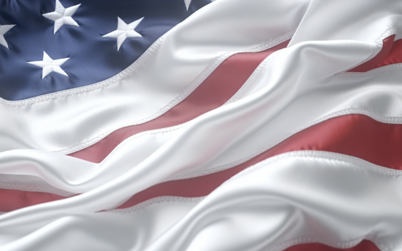 Close up the USA Waving flag in corner with copy space 29 Illustration