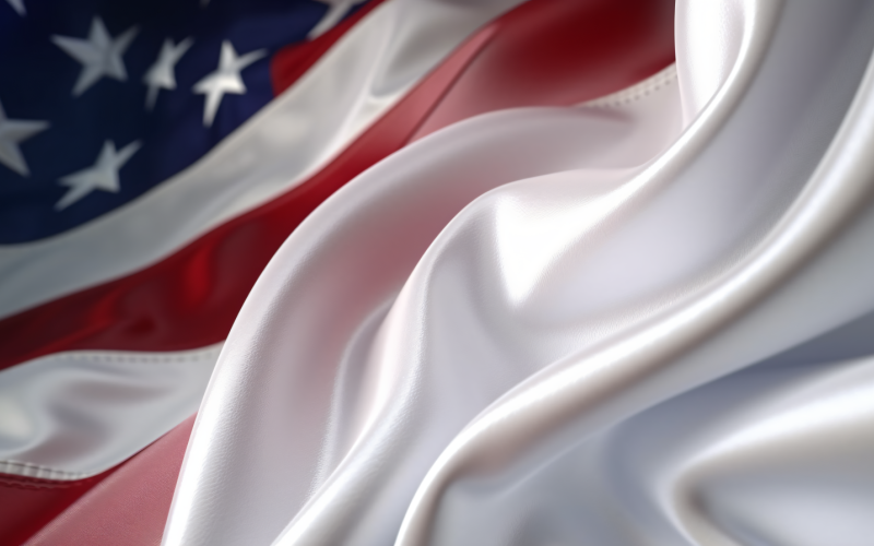 Close up the USA Waving flag in corner with copy space 36 Illustration