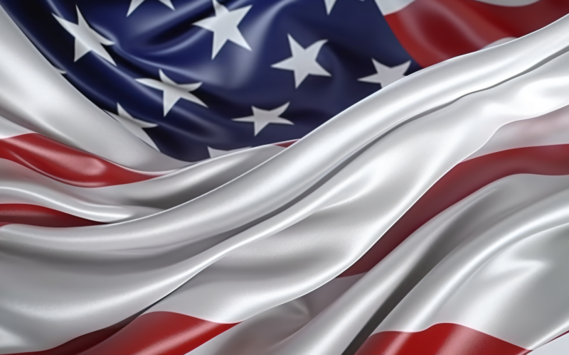 Close up the USA Waving flag in corner with copy space 38 Illustration