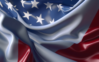 Close up the USA Waving flag in corner with copy space 44