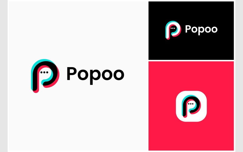 Letter P Chat Modern Logo Logo Template