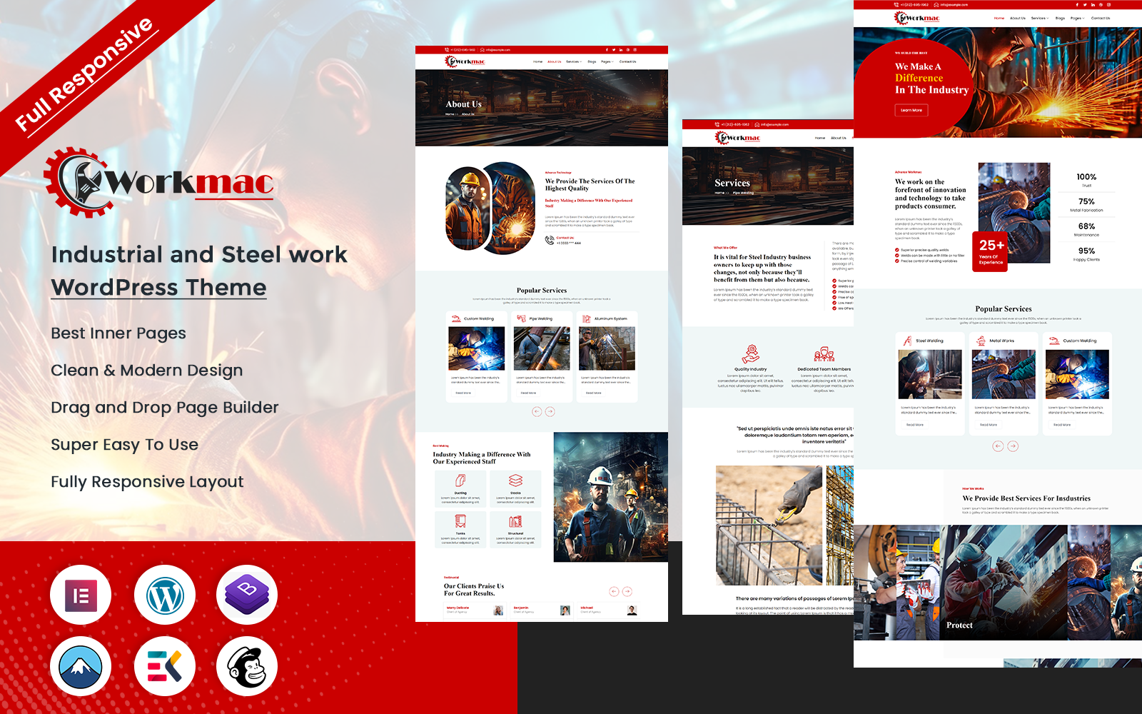 Workmac - Industrial and Steel work WordPress Theme