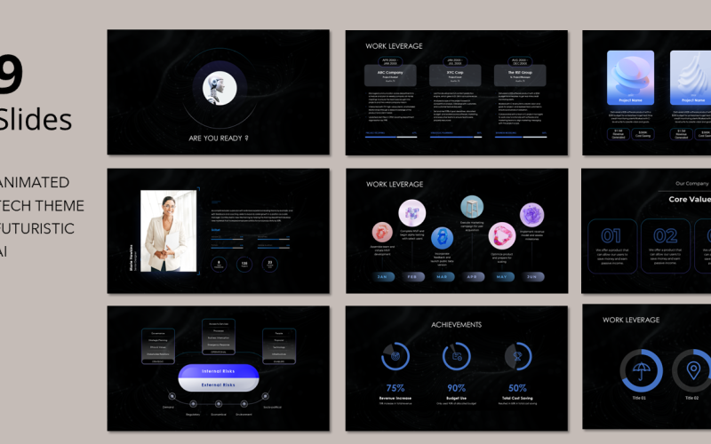 Ai Pitch deck Animated PPT_Dark Theme PowerPoint Template