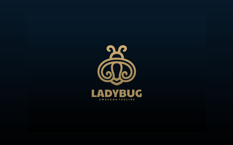 Ladybug Line Art Logo Template 1