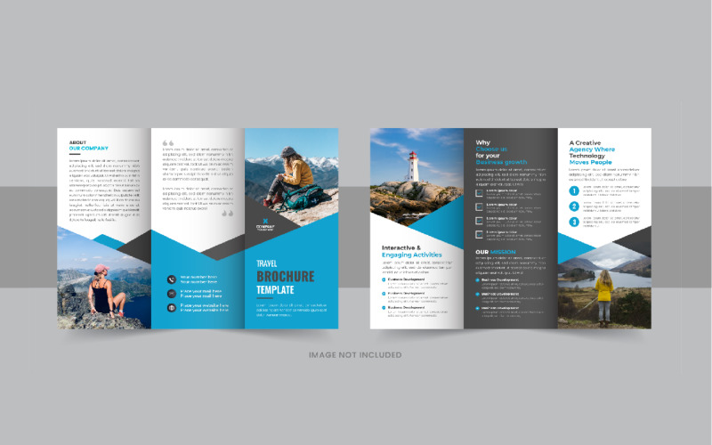 Travel trifold brochure or Travel agency trifold brochure design template layout Corporate Identity