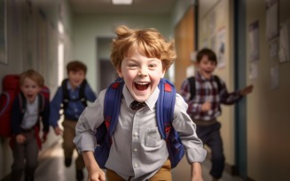 Exciting Back to School Kids running for Class Adventure 267