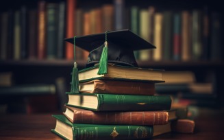 Stacked Books and Graduation Cap on top of that 6