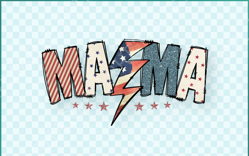 American Mama PNG, Mama Sublimation, Patriotic American Flag, Mama Mini PNG, Fourth of July, Retro Illustration