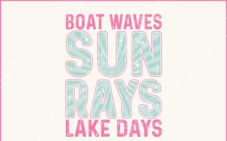 Boat Waves Sun Rays Lake Days SVG, Summer svg files, Retro summer png, Hello Summer svg, Trendy