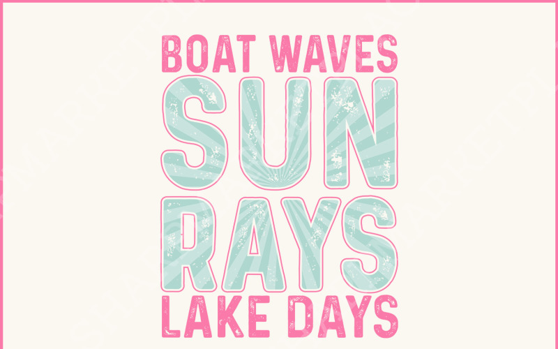 Boat Waves Sun Rays Lake Days SVG, Summer svg files, Retro summer png, Hello Summer svg, Trendy Illustration