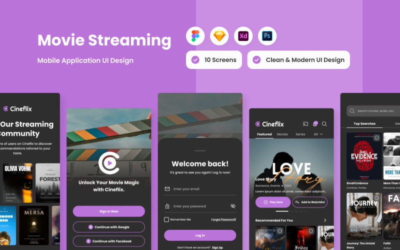 Cineflix - Movie Streaming Mobile App UI Element