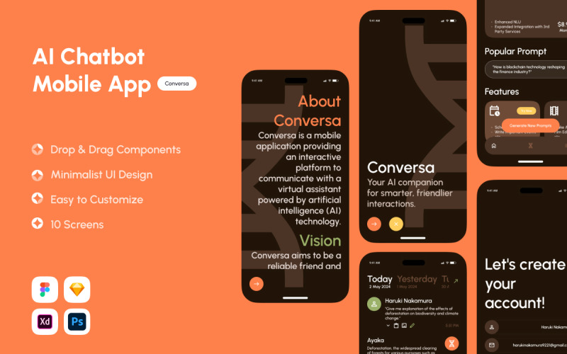 Conversa - AI Chatbot Mobile App UI Element