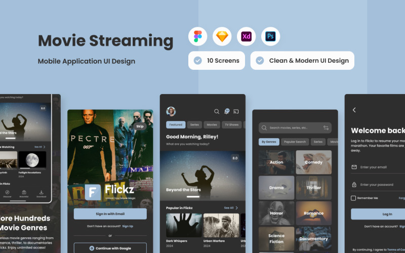 Flickz - Movie Streaming Mobile App UI Element