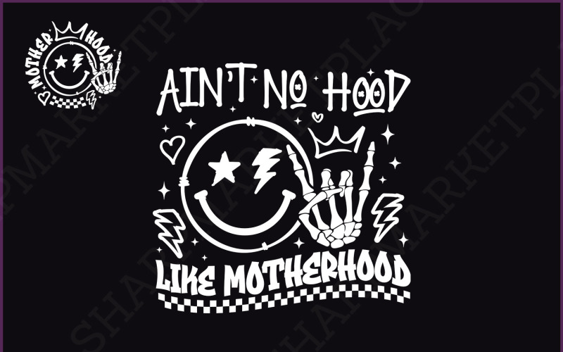 Funny Mom SVG PNG Ain't No Hood Like Motherhood, Trendy Mom Png, Sarcastic Retro Sublimation, Front Illustration