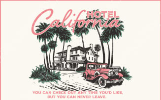 Hotel California Retro Vintage Vacation Summer Beach Sunset Eagles Western Funny & Humorous