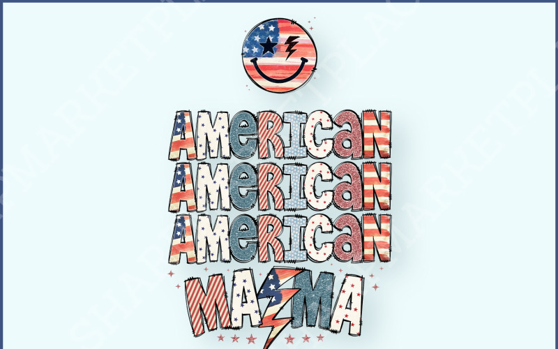 4th of July PNG, Retro American Independence Day, Mother Day Mama, America Shirt, Retro Illustration