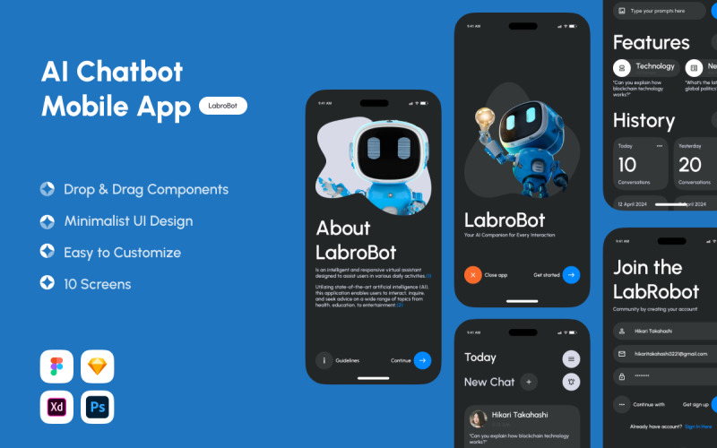 LabroBot - AI Chatbot Mobile App UI Element