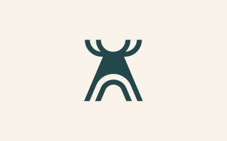 Letter A Deer logo design template