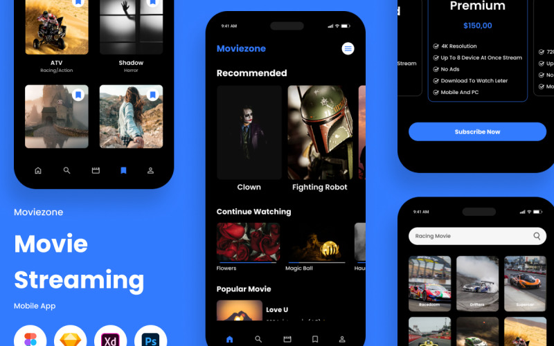 Moviezone - Movie Streaming Mobile App UI Element
